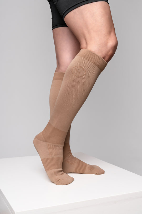 Knee High Compression Socks for Men & Women – Circulation Support, Athletic & Travel, Brown