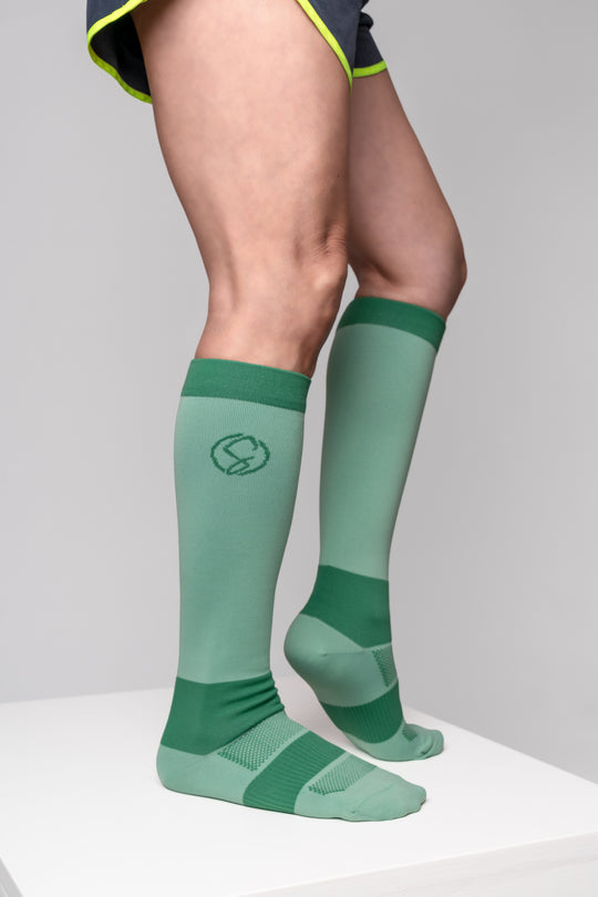 Knee High Compression Socks for Men & Women – Supportive Athletic Socks for Work, Travel, Running & Everyday Comfort, Green