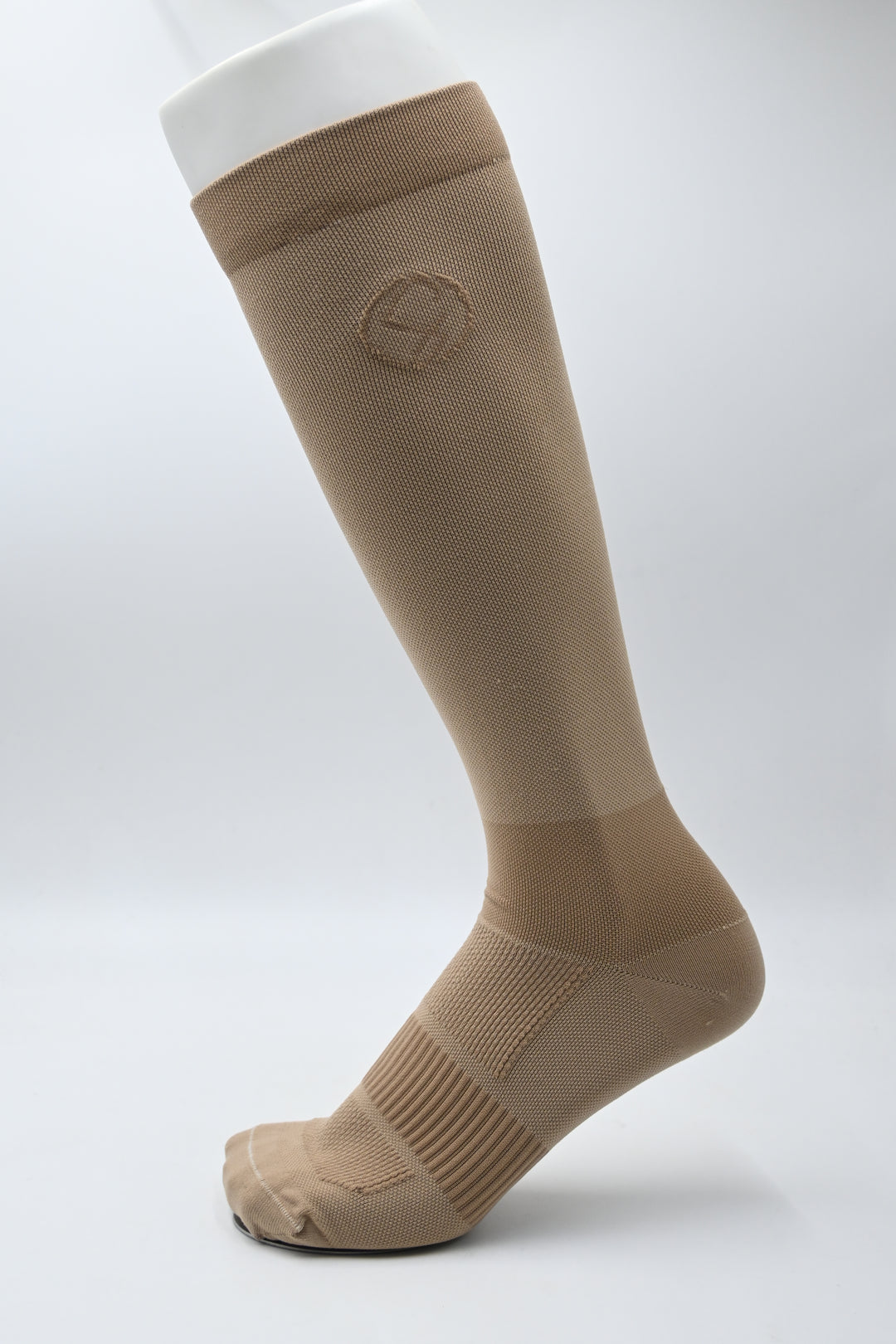 Brown High Knee compression sock on a white background
