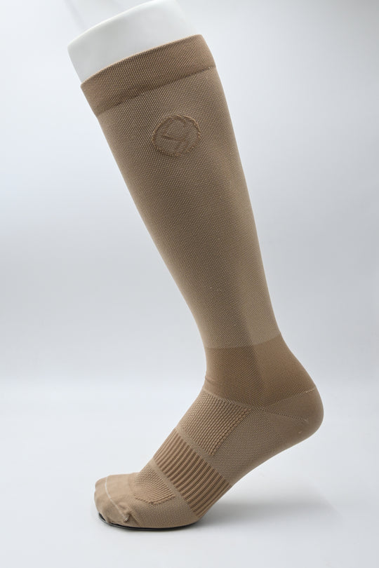 Brown High Knee compression sock on a white background